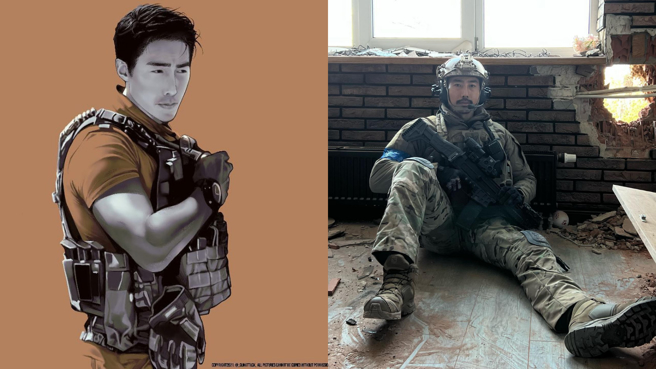 久违的李根大尉近照被公开，带领国际军团核心部队，已有3名士兵受伤。(图/李根大尉 IG)