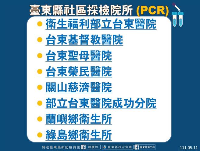 台东县社区採检院所。（台东县府提供）