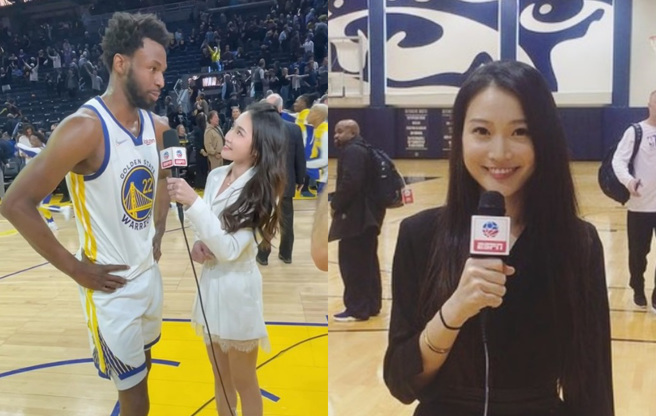 孟超成为NBA球场娇点，球员受访时都面露笑意。（图／IG@chao__meng）