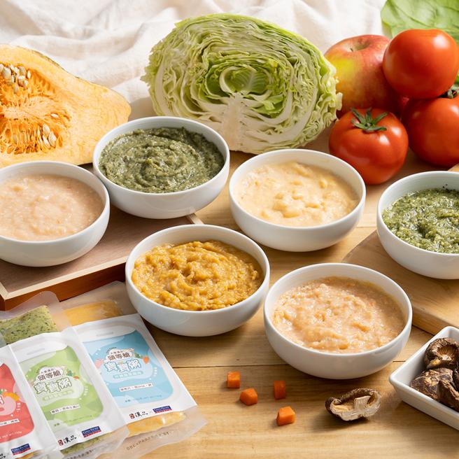 大叶高岛屋于Facebook粉丝团推出「白金管家+1团购专属服务」，推出「大叶汉品」新品，头等舱宝宝粥系列，共6款口味、每款口味5入，定价549元起。（大叶高岛屋提供）