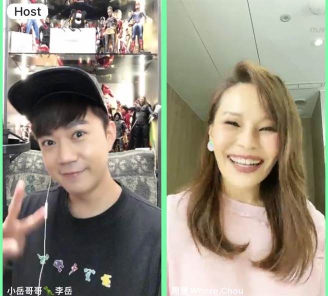 李岳（左）首次直播连线周蕙，2人开心对谈。（17LIVE提供）