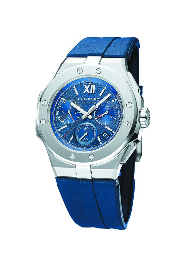 萧邦Alpine Eagle XL Chrono计时码表，搭载Chopard 03.05-C型自制机芯具三项专利，64万1000元。（CHOPARD提供）