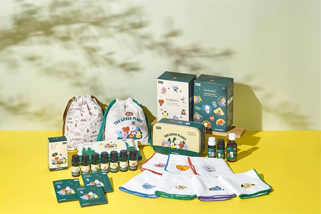 NARUKO茶树系列全新BT21包装全商品情境图。（NARUKO提供）