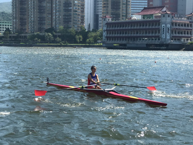  西式划船陈巧珍教练鼓励民眾来体验。(图/ 陈巧珍提供)