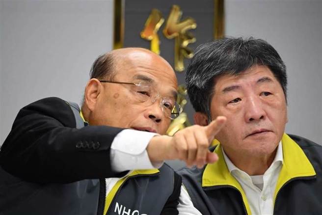 图为行政院长苏贞昌（左）、卫福部长陈时中（右）。（本报资料照）