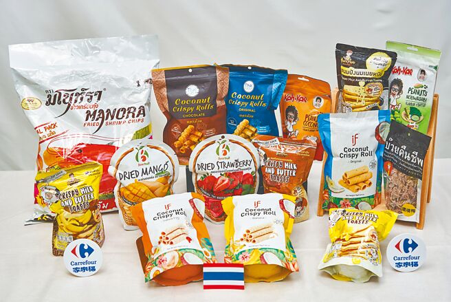 家樂福「泰小食」5月17日前多項泰國商品88折、第2件5折優惠。（家樂福提供）