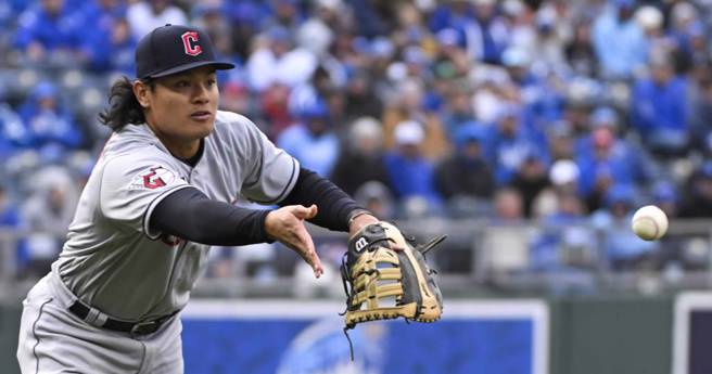 克里夫兰守护者队野手张育成。（美联社资料照）