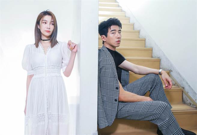 傅孟柏（右）、蔡淑臻为主演电影《售命》接受本报专访。（粘耿豪摄）