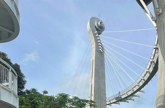  岗山之眼是高雄市冈山区知名景点，民眾喜爱登上天空廊道，欣赏风景。（本报资料照片）