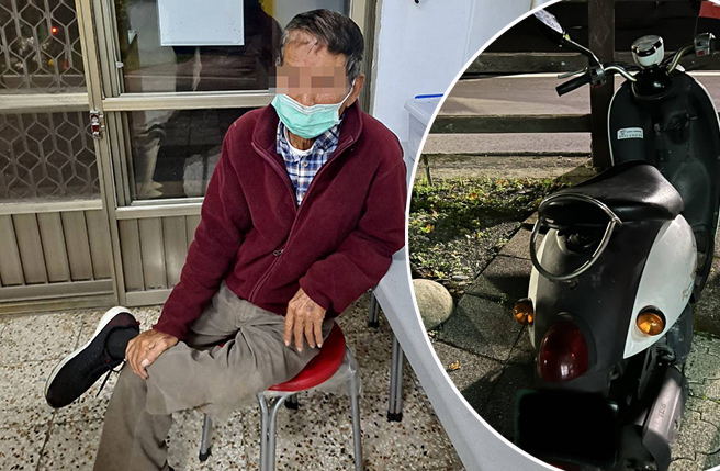 陳姓老翁日前騎機車訪友，因迷路騎到百公里外的南投仁愛鄉親愛村被員警發現，員警趕緊通知家屬安排老翁搭計程車回家。（警方提供）