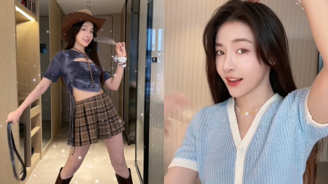 小張柏芝貢米擁有驚人美貌，抖音上經常推出創意短片。(圖/貢米 抖音)