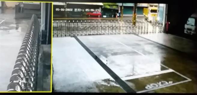 監視器畫面曝光，清晨５點當時路上車輛不多，陳姓大貨車駕駛停在路旁準備迴轉，當車頭轉到對向後，白色自小客車幾乎沒有煞車的情況下，撞上迴轉的大貨車。（民眾提供／吳建輝彰化傳真）