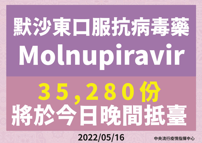 默沙东口服药3.5万人份将到，优先供长照、洗肾者。(图/指挥中心提供)