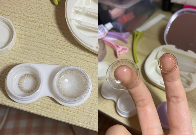 網友將隱形眼鏡拿去泡酒精後竟變成巨大Size。（圖／翻攝自爆廢公社）