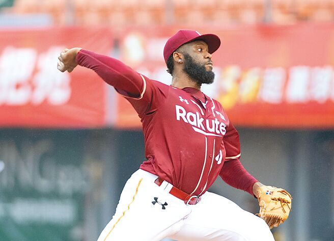 乐天桃猿先发投手索沙。（乐天桃猿提供）