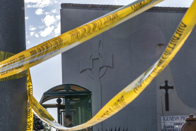 南加州台灣教會槍擊案，地點就發生在當地內瓦長老會教堂（Geneva Presbyterian Church）。(圖/美聯社)