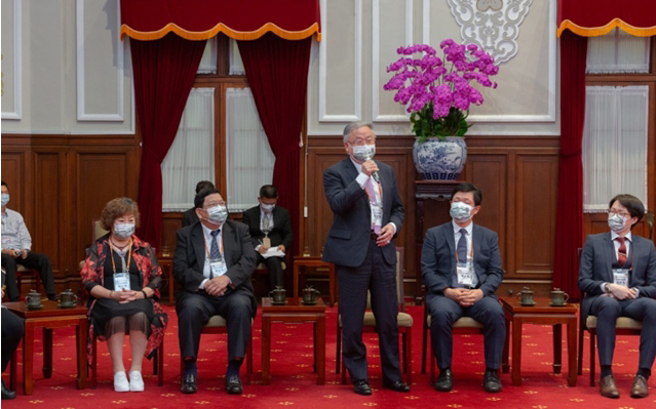 澳门台商联谊会会长简廷在参加接见并发言。(照片/简廷在提供)