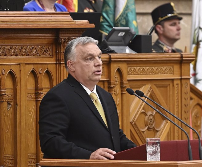 匈牙利总理奥班（Viktor Orban）所属政党刚在4月国会选举取得压倒性胜利，今天正式宣誓连任总理。(图／美联社)