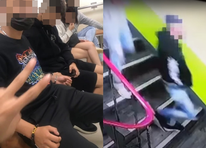 峨眉停车场15日晚间10点多发生当街砍人案件，被逮少年「警局比YA」还PO上网。（翻摄自Dacrd、影片）