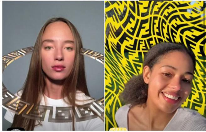 FENDI 特别推出全新FENDACE系列Instagram 滤镜与动态贴图，以此系列特有的环状图腾造型围绕使用者面部，并变换其瞳孔顏色，打造趣味迷人的视觉拍摄效果。（FENDI提供）