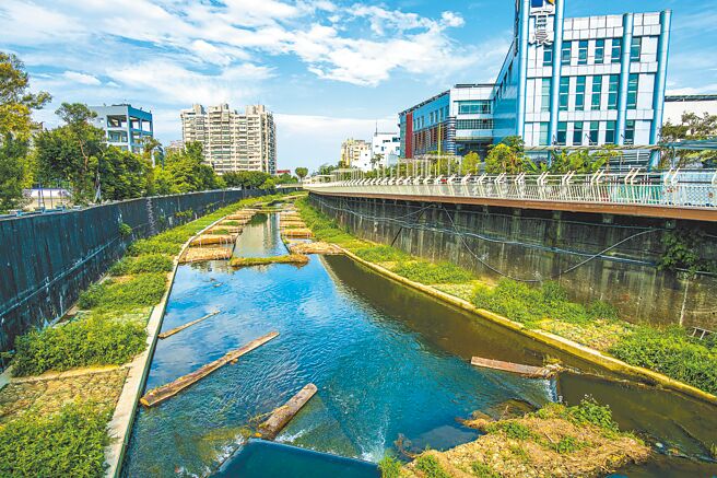 泰山大窠坑溪经过整治后，丑小鸭翻身。（新北市水利局提供／李奇叡新北传真）