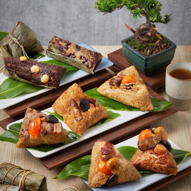 大叶高岛屋的丽致坊「粽夏团圆7入礼盒」，推荐价1280元。（大叶高岛屋提供）