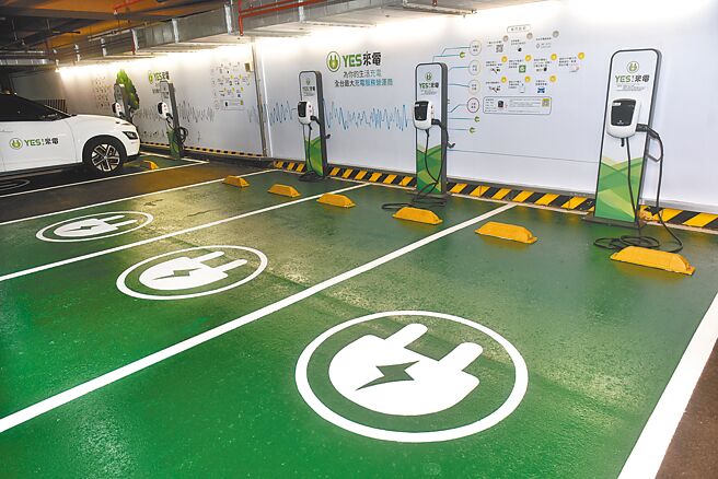 图为电动车充电站。（本报资料照片）