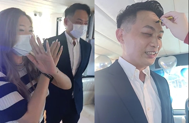 Makiyo帶球接受男友求婚。（圖／翻攝自Makiyo new 川島茉樹代臉書）