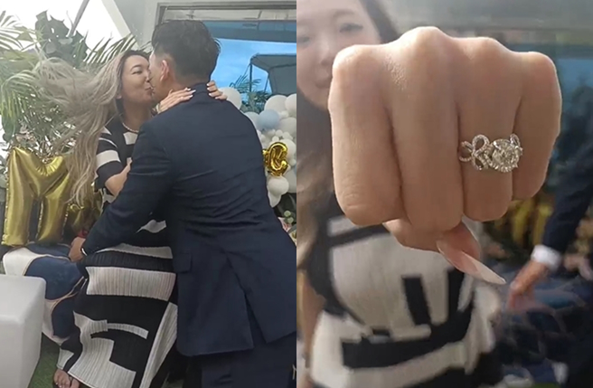 Makiyo接受小金求婚。（圖／翻攝自Makiyo new 川島茉樹代臉書）