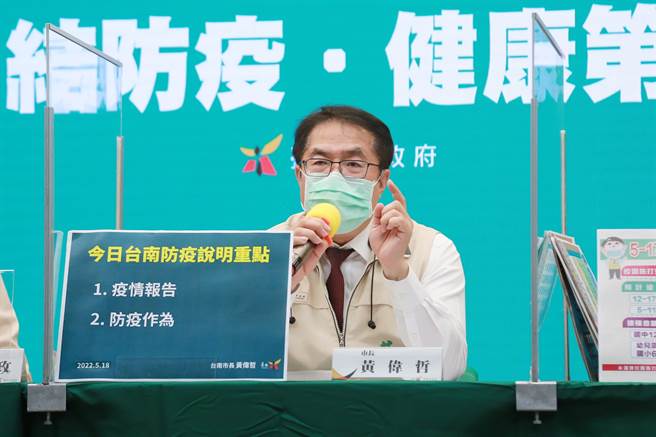 台南市长黄伟哲宣布，下周一起高中以下学校全面暂停实体授课1周。(台南市政府提供／曹婷婷台南传真)