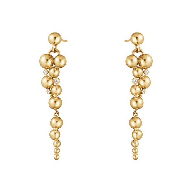 乔治杰生MOONLIGHT GRAPES系列k金镶钻耳环，10万元。（GEORG JENSEN提供）