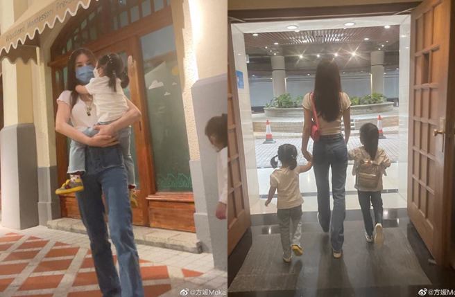 大女兒身高已到方媛的腰。(圖／取自方媛微博)