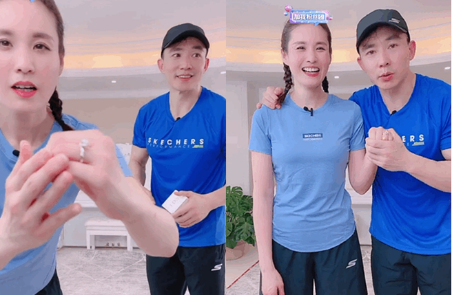 王婉霏兴奋秀戒指。（图／翻摄自秒拍）