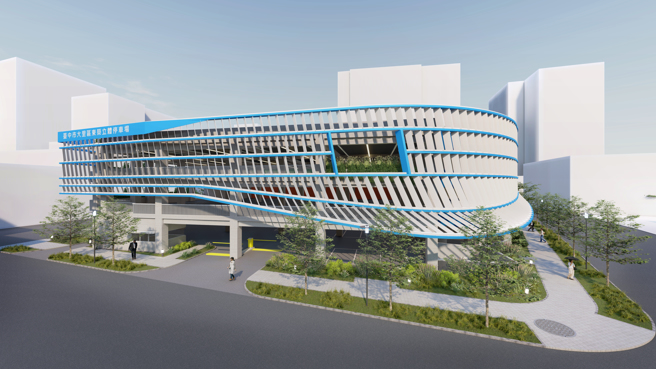 东荣立体停车场将自然通风及採光需求融入设计，并强调「舒适性」、「自然调和健康」、「环保」等三大设计理念。（图／台中市政府提供）