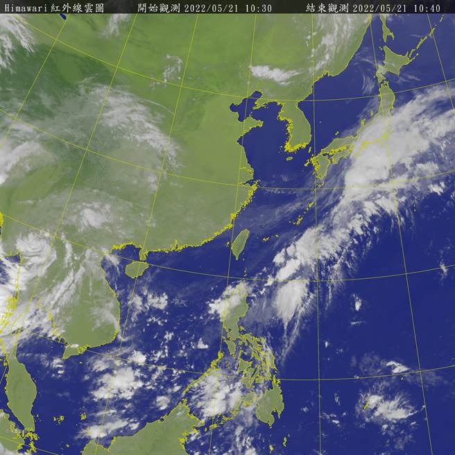中央氣象局預報指出，22日至27日東半部地區及西半部山區有局部較大雨勢發生的機率。（翻攝自中央氣象局／林良齊台北傳真）