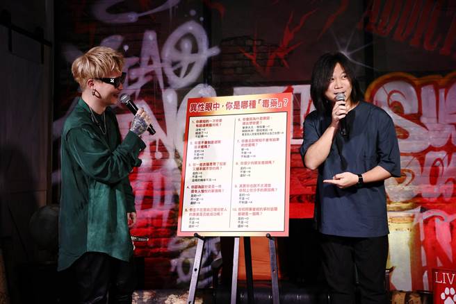 蕭秉治和瑪莎在台上玩心理測驗。（相信音樂提供）
