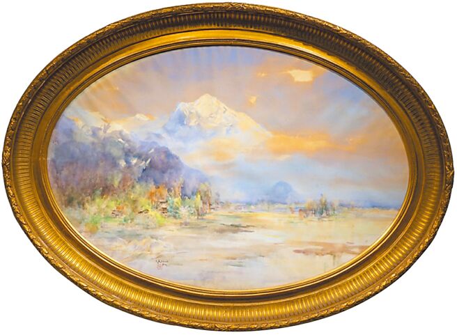 第47屆台日美術展展出作品之一，石川欽一郎1930年至1940年水彩風景作品。圖／台日美術協會提供