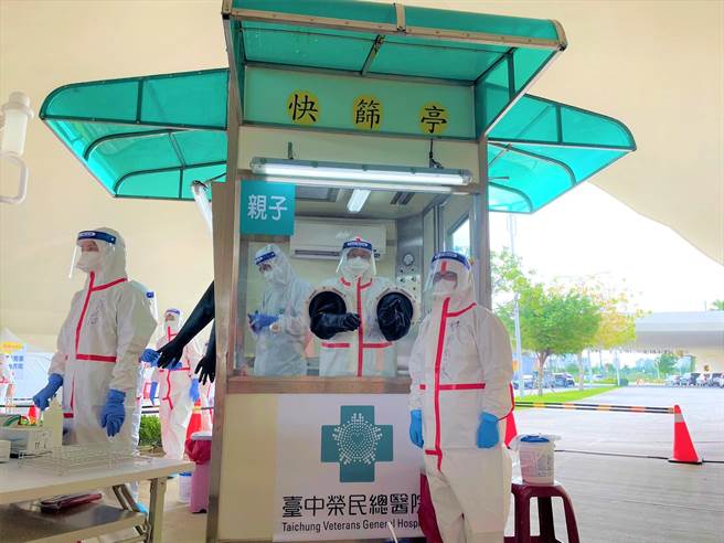 台中市府「大型PCR给药得来速」22日为第三天营运，提供採检、看诊、领药一条龙服务，获民眾好评。（资料照台中荣总提供／卢金足台中传真）