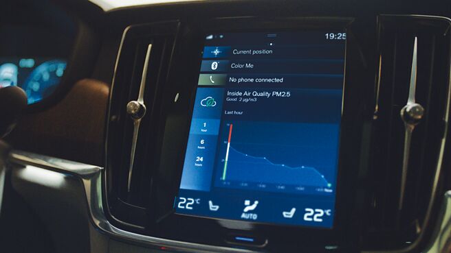 经台湾SGS实验证明，VOLVO AAC高效复合清净科技可过滤99.9％PM2.5悬浮微粒。图／业者提供