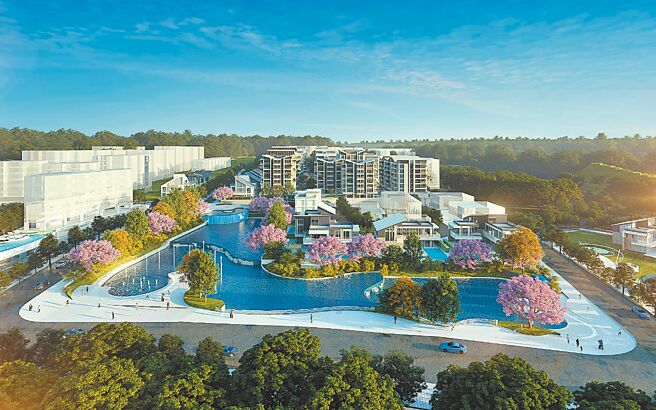 爱山林建设于茄苳交流道旁打造18万坪「宏道新竹帝宝」，成为全台第一座「以城市为单位」符合美国UL健康建筑认证的城市典范。（业者提供）