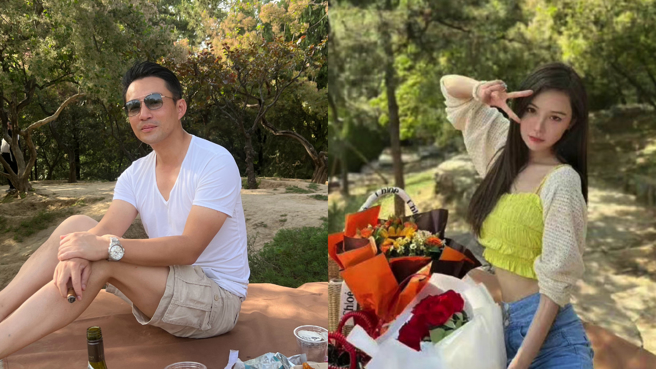 这组汪小菲和绯闻女友张颖颖草地照，各自发在双方社交平台，由于照片背景实在太过相像，有人解读汪颖两人是一起野餐，感情状态疑似又有新进展。(图/汪小菲 微博、张颖颖 小红书)