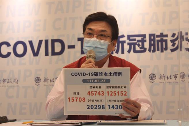 新北市长副市长刘和然表示，今确诊数呈现稍微减少，但因适逢假日，仍需观察两、三天才会比较明朗。（陈慰慈摄）