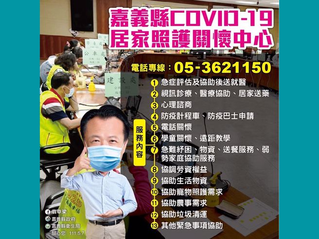 嘉義縣關懷中心7天雙向關懷不間斷，縣府團隊500人輪番上線，督促加強獨居長者關懷與協助。（圖/嘉義縣政府提供）