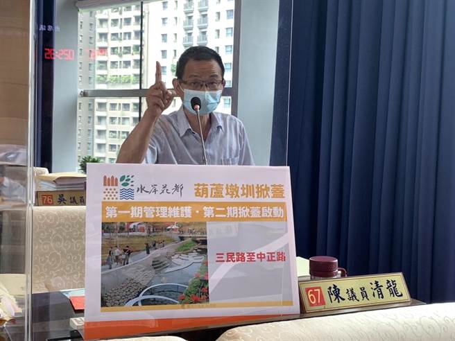 台中市议员陈清龙表示，葫芦墩掀盖一期工程成效良好，盼市府持续推动二期工程。(陈清龙提供／林欣仪台中传真)