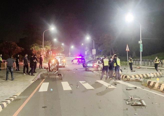 梁男酒后上路，见警拦查加速逃逸却自撞。（嘉义市警方提供∕吕妍庭嘉义传真）