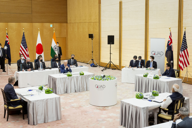 日美澳印「四方安全对话」峰会今天上午在日本东京的首相官邸登场。(图／美联社)