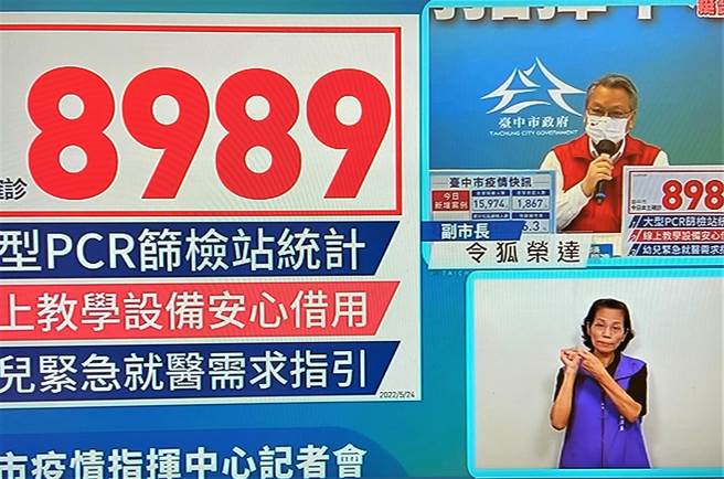 台中市副市長令狐榮達今日主持防疫記者會表示，台中市準備1萬9000台平板與筆電、Sim卡6000張及無線網路分享器500台供學童借用，讓學習不中斷。（摘自台中市府直播／盧金足台中傳真）