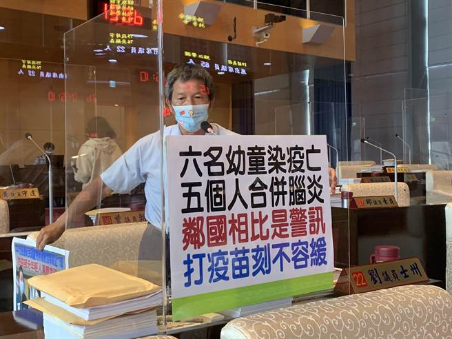台中市单日确诊数超过台北市，议员刘士州质询时要求市长卢秀燕说明如何看待疫情发展。(林欣仪摄)