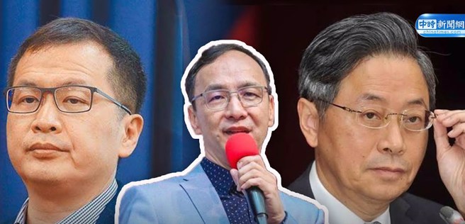 左起：國民黨台北市前議員羅智強、國民黨黨主席朱立倫、行政院前院長張善政。（圖／本報系影音截圖）