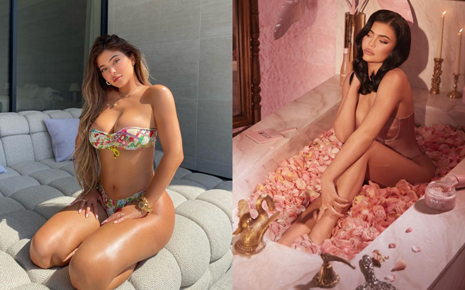 凯莉珍娜近日公布一组护肤产品的照片，亲自出镜秀出产后好身材。（图／凯莉珍娜Instagram）